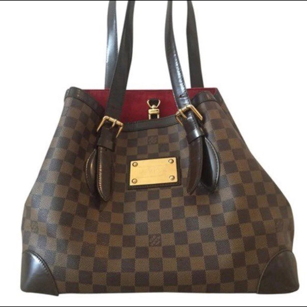 AUTHENTIC Louis Vuitton Hampstead Damier PM Brown Canvas Tote Bag